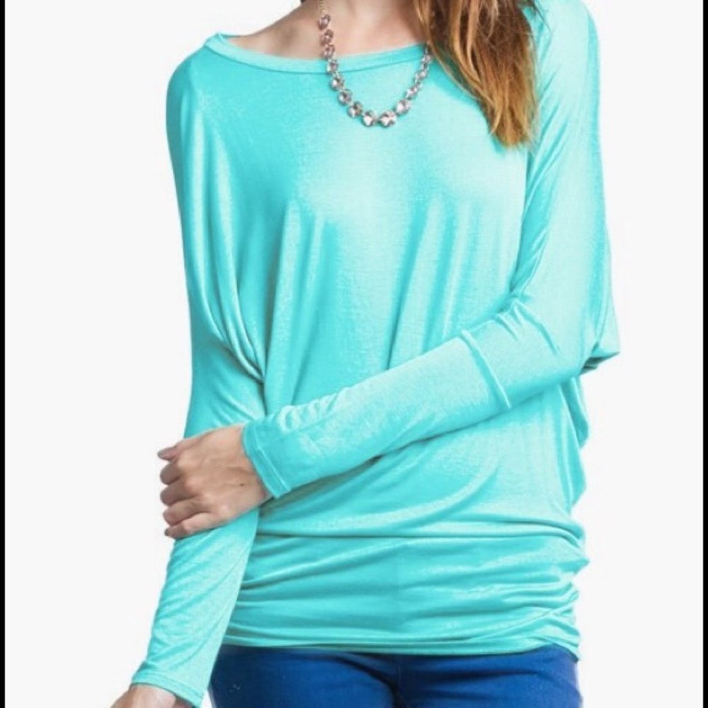 Mint Green Dolman Jersey Top - Picture 2 of 2